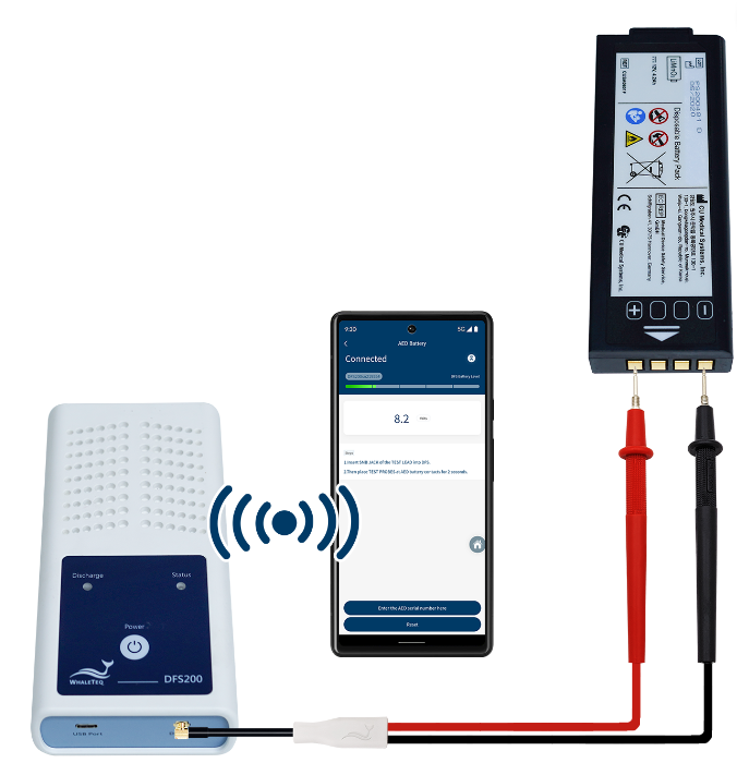 测量待测 AED 电池 测量待测 AED 电池