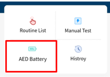 AED Battery Button on DFS200 APP